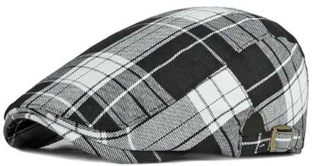 AMEEDA Coppola Uomo Berretto da Pittore a Quadri in Poliestere Four Seasons, Uomo, con Visiera Piatta, Donna(Black)