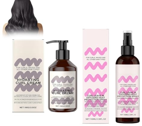 Set Hydrating Curl Cream, Curl Defining Set, Volumizing Shampoo, för smidigt, Definierat hår – fukt, definition och stadga utan limning, anti-frizz, fluffiga lockar