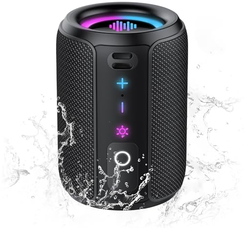 Enceinte Bluetooth, 15W Enceinte Bluetooth Puissante, Bluetooth 5.4, Basses Puissantes, Avec Autonomie de 12 Heures, Surround Stéréo, Étanche IPX7, Adapté pour Les Sport/l'extérieur/La Fête/Voyage