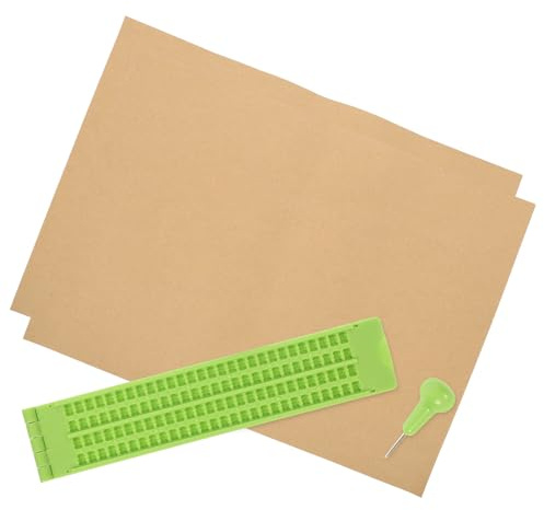 POPETPOP Tavoletta Braille 27X30 Punteruolo e 2 Fogli per Scrittura Riutilizzabile, Set per Apprendimento Braille per Non Vedenti