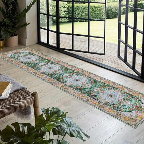 Alfombras Cocina,Alfombra Alargada Antideslizante Y Lavable, De Pelo Corto Y Suave, Con Base De Goma, Duradera Y De Tacto Suave, Fácil De Limpiar, Ideal Para Cocina, Dormitorio O Pasillo. Color Verd
