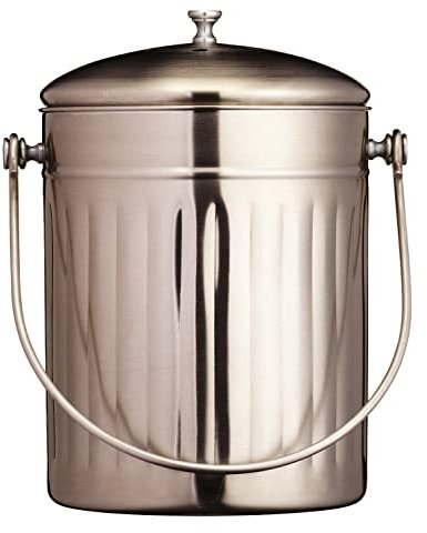 KitchenCraft Kleiner Küchen-Komposteimer mit hohem Fassungsvermögen, 5 Liter (1 Gallone) - Edelstahl