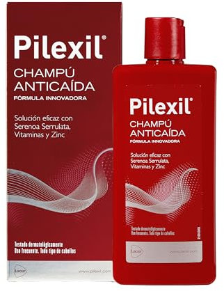 PILEXIL ANTICAIDA - Champú Anticaída 300 ml, Tratamiento de Uso Frecuente, Frena la Pérdida del Cabello, Normaliza su Ciclo, Gran Eficacia, para Hombres y Mujeres
