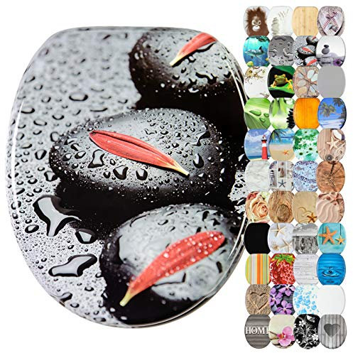 Sanilo WC-Sitz mit Absenkautomatik I Hochwertiger Toilettensitz aus Holz I Toilettendeckel in verschiedenen Motiven (Elegance)