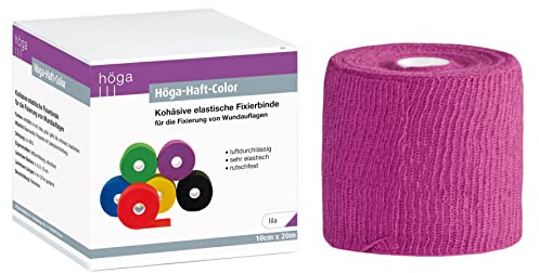 Höga Pharm Haft-Color lila 10 cm x 20 m gedehnt, kohäsive (selbsthaftende) elastische Fixierbinde, luftdurchlässig, sehr elastisch, rutschfest
