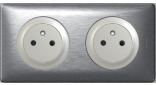 Legrand NC4686 | Double Prise 2 P+T Céliane Aluminium, SurfaceDouble Prise 2 P+T Céliane Aluminium, Surface
