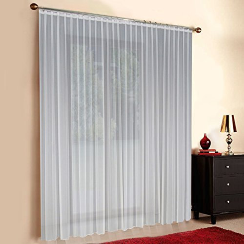 Sun World Gardinen nach Maß Voile Maßanfertigung, Vorhang nach Maß, Vorhänge nach Maß, Fenster, Automatik-Faltenband, 3er Falte, Faltenband (90cm Höhe x 150cm Breite)