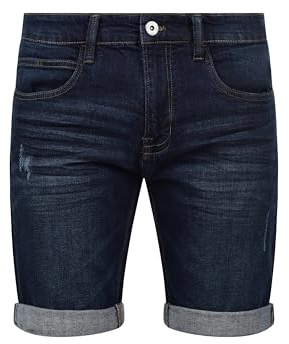 Indicode Quentin herrjeans, shorts, korta denimbyxor i slitet utseende av stretchmaterial, normal passform, Mörkblå (855), M