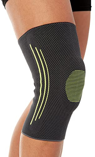 Ginocchiera in tessuto con stecche e spirali (Nero, XL 42-46 cm circonferenza ginocchio)
