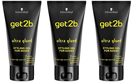 Schwarzkopf got2b Glued Ultra Styling Haargel | Starker Halt für bis zu 72 Stunden | Keine weißen Rückstände | Kantenkontrolle | Vegan, Silikonfrei - 150ml - 3 Stück
