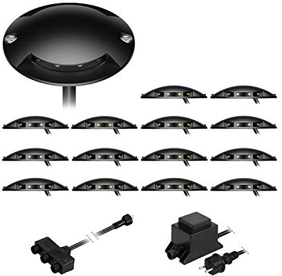 ledscom.de LED Boden-Aufbau-Leuchte Bunda schwarz, 2-flammig, für außen, befahrbar, warm-weiß, 15er Set