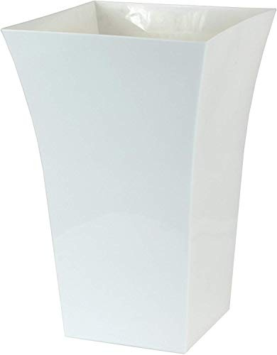 Muddy Hands Tall Square Plastic Plant Pot Cover – Modern Indoor Tree & Flower Planter Holder for Houseplants, Palms & Decorative Plants – No Drainage Holes (Single - Large, White)