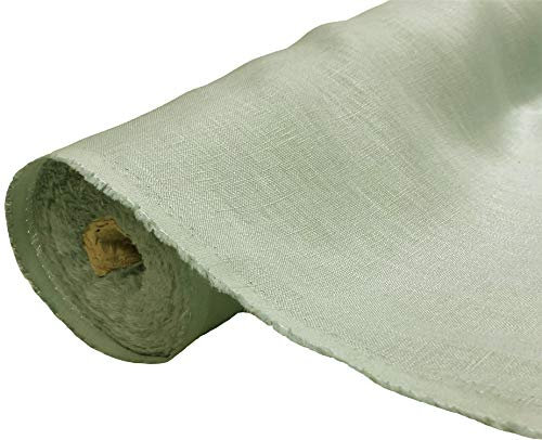 A-Express Natural Pure 100% Linen Fabric Soft Material Vintage Dressmaking Fashion Flax Bag 140cm Wide - Half Metre 50cm x 140cm Sea Green