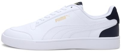 PUMA Unisex Shuffle Scarpe da ginnastica, Puma Weiß Puma Weiß Peacoat Puma Team Gold, 43 EU