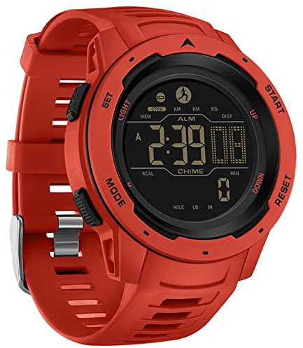 findtime Digital Watches for Men Pedometer Step Calorie Counter Watch 5ATM Waterproof Sport Military Tactical Watch Stopwatch Countdown Alarm Sports Distance Record Hiking Running Watch