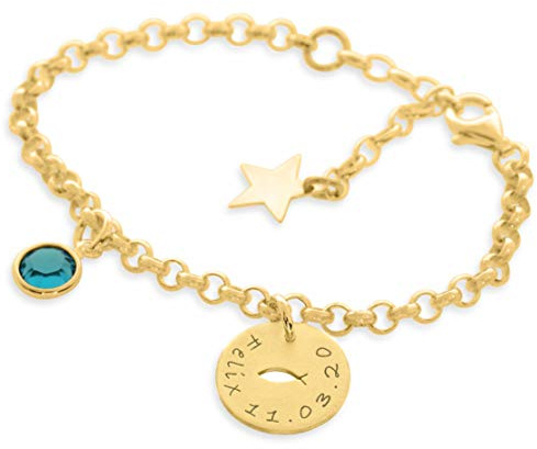 Taufarmband Mädchen Tauffisch gold 925 Silber Armband mit Namen zur Taufe mit Gravur Geschenk für Baby und Kinder Babyarmband Patenkind | HANDMADE IN GERMANY
