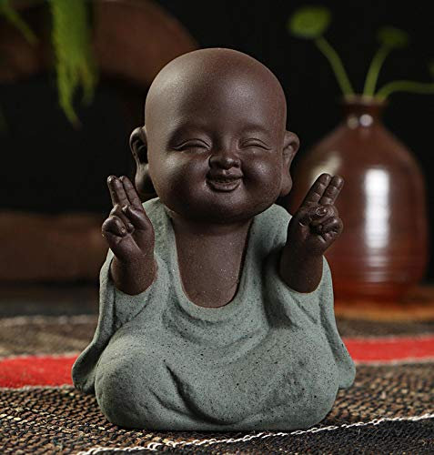 Kleine niedliche Buddha-Statue aus Keramik, Mönch-Figur, kreatives Handwerk, Puppen, Ornamente, Geschenk, chinesische Keramikkunst und Kunsthandwerk (G)