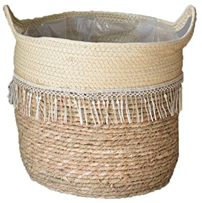 Cesta Mimbre, Cestos mimbre decoración, Macetas interior grande, Cesta para plantas de interior, maceteros mimbre de plantas naturales, decoración del hogar, diámetro de 25 cm
