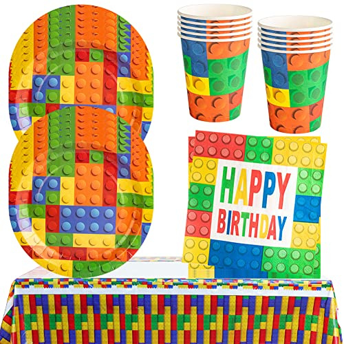 HGSHUO Partygeschirr Kindergeburtstag Deko Geburtstag Party Geschirr Tischdecke Pappteller Becher Servietten Happy Birthday Partygeschirr Geburtstagsparty Hochzeit Tischdeko Set 10 Persone
