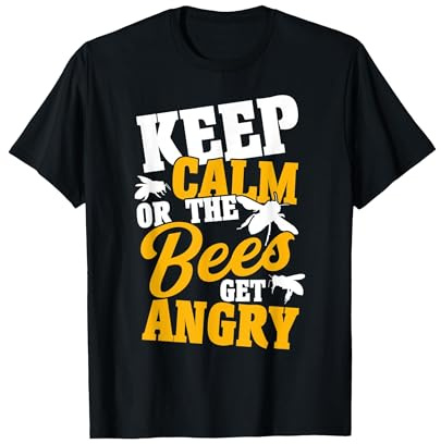 Beekeeper Keep Calm Or The Bees Get Angry Beekeeping T-Shirt, Men, Black, X-Large