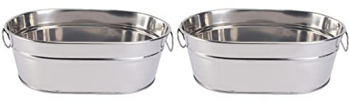 Happyyami 2pcs Ice Buckets for Parties Tin Bucket Ice Galvanized Bucket Tub Metal Beer Buckets for Bars Stainless Steel Drink Tub Container Wine Portable Drink Chiller for Seafood Fried Chicken