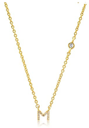 UTHTY 925 Sterling Silber Gold Klein 26 Buchstaben AZ Zirkon Anhänger Halskette 2021 Anfangsbuchstabe MA Schmuck (Size : Gold M)
