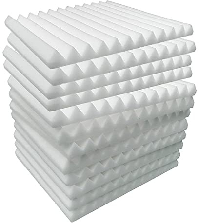 12 Stück Akustikschaumstoff-Platten für KTV Büro, schalldicht, Weiß