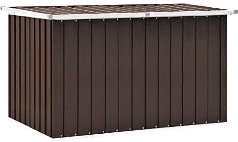 FIRBNUS Gartentruhe Gartenbox 149x99x93 cm mit Klappdeckel Garten Aufbewahrungsbox Auflagenbox Kissenbox Box mit Deckel Gartenboxen Storage Boxes Gartenschrank Verzinkter Stahl Braun