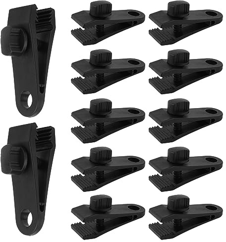 12 stycken presenningsklämmor tält, tarp-klämmor, presenning, tältklämmor, justerbar, presenningsklämmor, tältpresenning, bärklämma, vattentät klämma, plastklämmor för camping, presenning, solsegel,