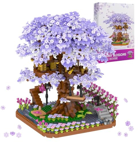 Tirff Sakura Arbre Maison Construire Bloc, 2200 Pièces Ensemble de Construction Cabane dans Les Arbres, Sakura Botanical Collection Building Set pour Adultes, Not Compatible with Lgo