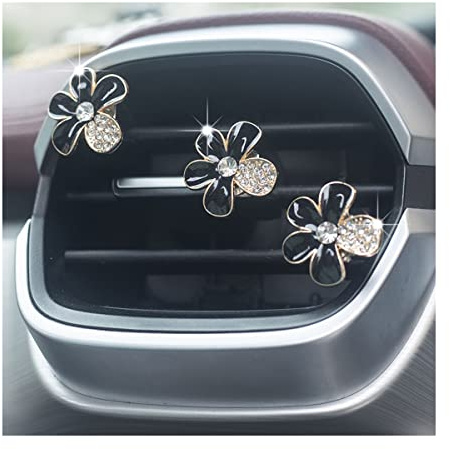 JNNJ 6 Stück Gänseblümchen Auto Lufterfrischer Lüftungsclips, Daisy Car Air Vent Diffusor Clips, Auto Lufterfrischer Clip Innen Deko Anhänger Bunte, Zubehör(Schwarz)
