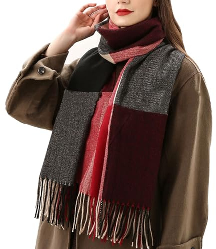 NLAND Schals Tücher für Damen Kariert Poncho Weich Hochwertig Winter Strick Schal mit Quasten