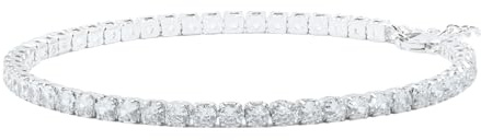 Hatton Jewellery Pulsera de tenis de plata de ley 925 para mujer, con circonita cúbica redonda blanca de grado AAA, caja de regalo, regalo perfecto para cualquier ocasión., 2mm CZ Stones, Plata de ley