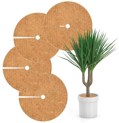 iBamso 4 Stück Kokosscheibe, Ø65cm Kokos Mulchscheibe, Kübelabdeckung Pflanzenschutz Winterschutz für Frostschutz, Kokosdisk Pflanzenschutz Frostschutz Kälteschutz