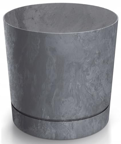 B2C Plant Pots Indoor Outdoor Plastic Marble Concrete Flowerpot Small Medium Large Tubo 5 Colours (30 cm, Concrete)