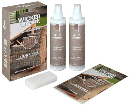 Gartenmöbel-Reiniger für Rattan und Textilene 2x250 ml, CIADAZ Möbelpflege, Fensterrahmen Reiniger, Kunststoffreiniger