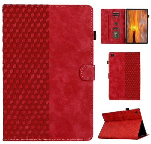 Hülle für Samsung Galaxy Tab A9+/ Tab A9 Plus 11 Zoll 2023 (SM-X210 SM-X215 SM-X216), PU Leder Tablette Schützhülle Multi-Winkel Ständer Cover Case mit Auto Schlaf/Wach für Galaxy Tab A9+ 2023, Rot