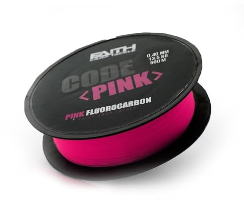 Faith Code Pink Fluorcarbon Angelschnur 500m - Unsichtbar, Verschleißfest, Rosa - Geeignet für Karpfen, Raubfisch, Meerwasser - Doppeleffekt für Scheue Fische - 500m Spule