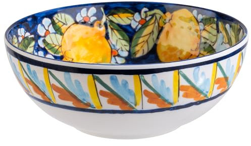 APS 85291 Ciotola MEDITERRANEA, Ø 20,5 cm, altezza 8 cm, 1,2 litri, melamina, decoro bianco