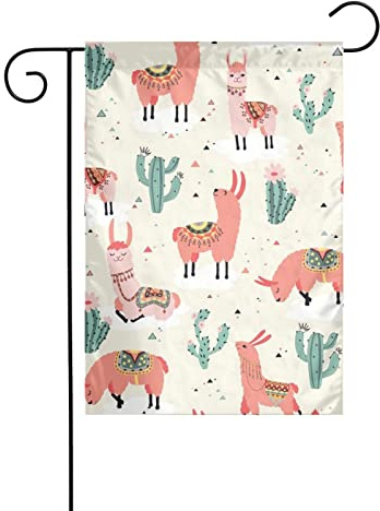 LAMAME Bandiera da giardino con cactus cammello rosa, 30 x 45 cm, bandiera decorativa per feste di Natale, decorazione esterna