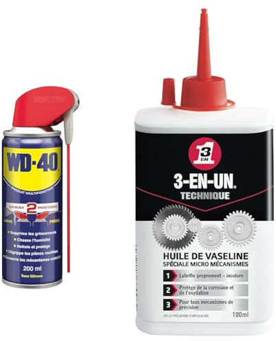 WD-40 Produit Multifonction Spray Double Position Sans Silicone Non Conducteur & 3-EN-UN Technique Huile de Vaseline Burette Extra fine Pénètre rapidement Compatible avec tous les métaux application