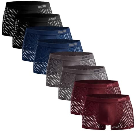 BOXR Boxer Uomo in bambù – Confezione da 8 - Mutande Intimo Uomo Traspirante, Ultra Morbido ed Elasticizzato - Perfetti per Ogni Giorno e per Lo Sport (Taglie S–3XL)