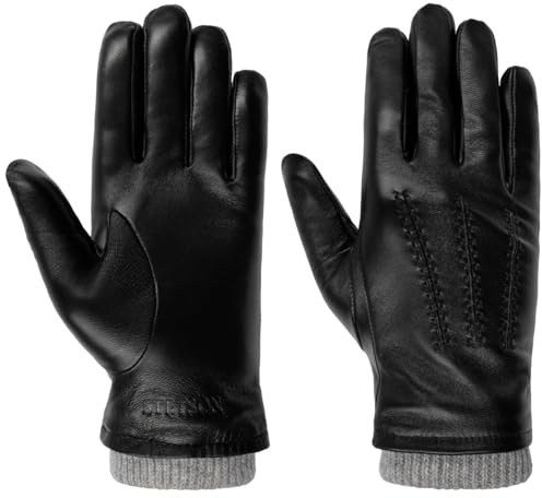 Stetson Conductive Sheepskin Lederhandschuhe Einfarbige Handschuhe Kontrastschaft Elegante Fingerhandschuhe Herren Herbst Winter