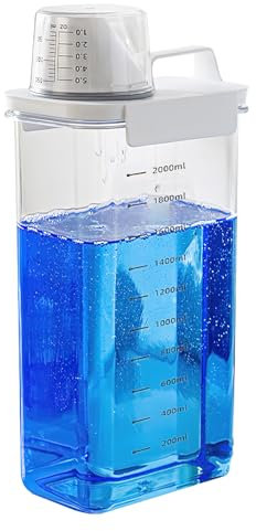 DAKLUNAR Luftdichter Waschmittelspender Mit Messbecher, Waschpulver Dosierer, Waschmittel Waschpulver Aufbewahrungsbox, Wiederverwendbar Leere Flaschen Waschpulver, Waschmittel Aufbewahrung (2300ML)