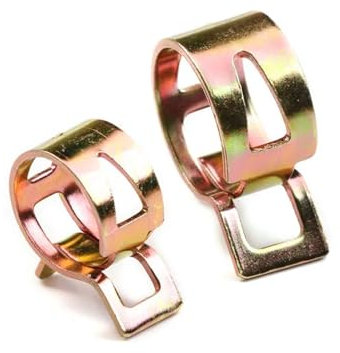 50 Stück Federschlauchklemmen, 6–22 mm, verzinkte Federklammer, Kraftstoffleitungsschlauch, Wasserleitung, Luftschlauchklemmen, Befestigungsrohrschelle (Color : Metallic, Size : ID 10mm)