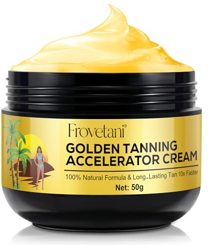 Tanning Accelerator Cream 50g, Golden Tan Accelerator, For Indoor Tanning Beds and Outdoor Sun Tan, Faster Tanning with Natural Ingredients Safe for Face, Body (50g)