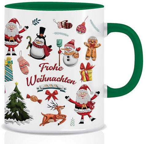 Taza de café de Navidad, taza de té, taza de Navidad, juego de tazas de vino caliente, taza de duende, regalo de Navidad, taza decorativa verde