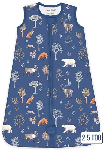 Mama Cheetah Baby sovsäck 2,5 TOG, ekologisk bomull baby bärbar filt med tvåvägs dragkedja, swaddle övergång baby sovsäck för nyfödd spädbarn småbarn pojke flicka, 24-48 månader