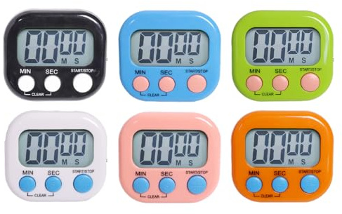 Anlising Eieruhr Digital, 6PCS Digitaler Küchentimer 6 Farben, Timer Digital, Magnetische Stoppuhr Küchentimer, Eieruhr mit Einklappbarer Ständer, Stoppuhr Timer, für Kochen, Backen, Studieren, Sport