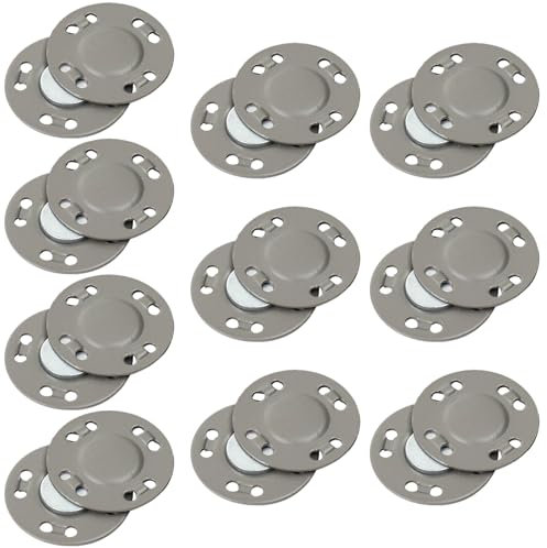 Bamyli 10 Paar Magnetverschluss Tasche, Magnetknöpfe, Druckknöpfe zum Annähen Bekleidungszubehör, 12.5mm Magnetische Knopf, Druckknöpfe Magnetisch für Handarbeiten Basteln Kleidung(Grau)